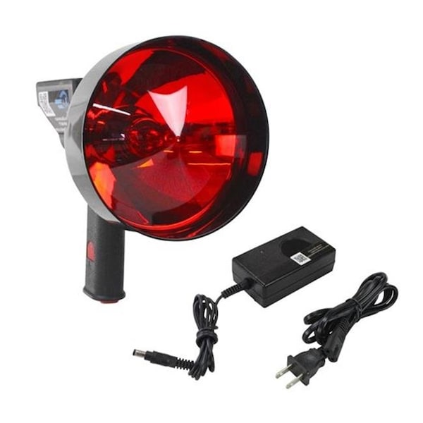 Larson Electronics RL-85-RED-5 5 Million Candlepower Handheld Rechargeable Spotlight; 5 in. Red Hunting Lens; Spot & Flood